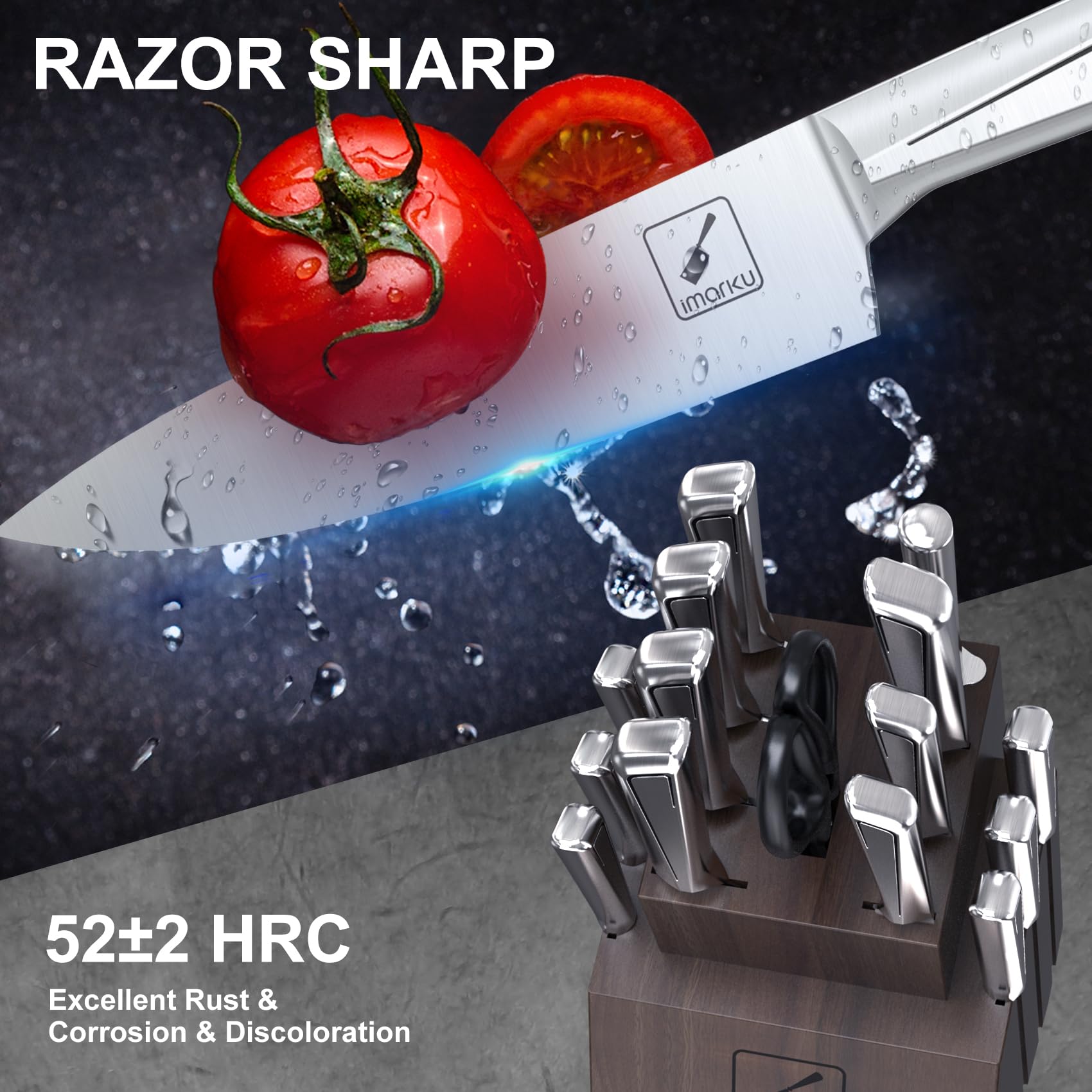Cuchillo rebanar imarku 8 pulgadas para rebanar carnes y verduras con facilidad
