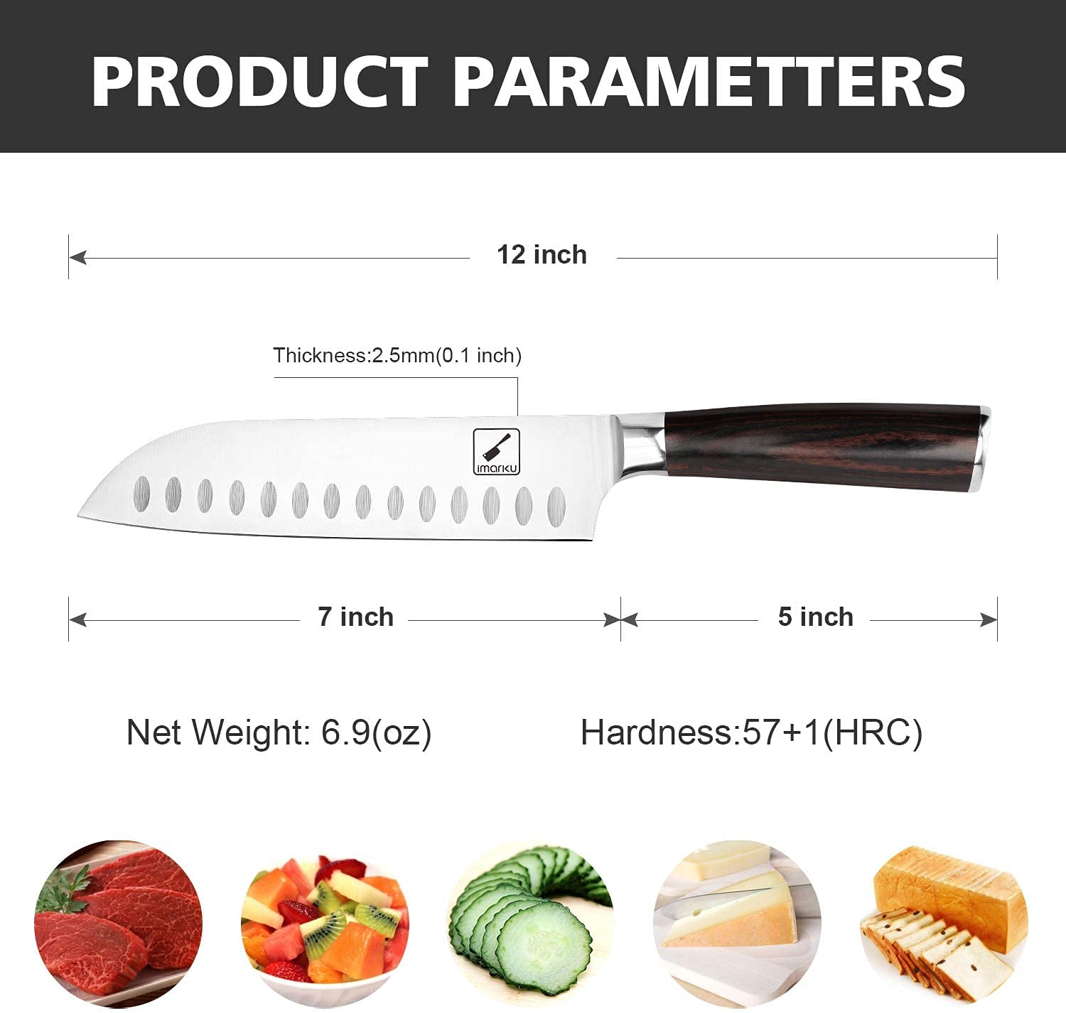 Cuchillo imarku santoku 7 pulgadas – caja regalo elegante para regalo.