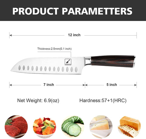 Cuchillo imarku santoku 7 pulgadas – caja regalo elegante para regalo.
