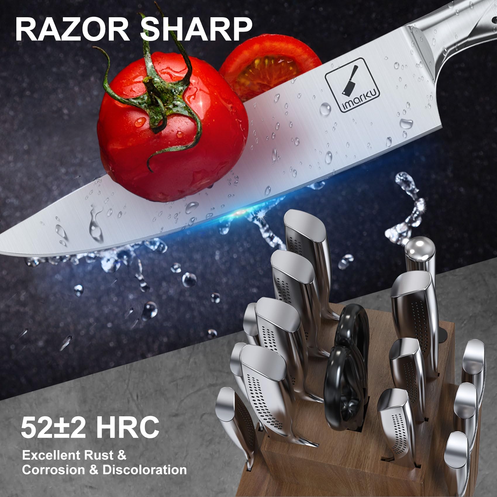 imarku cuchillo santoku 7 pulgadas, manejo cómodo para trabajos de precisión