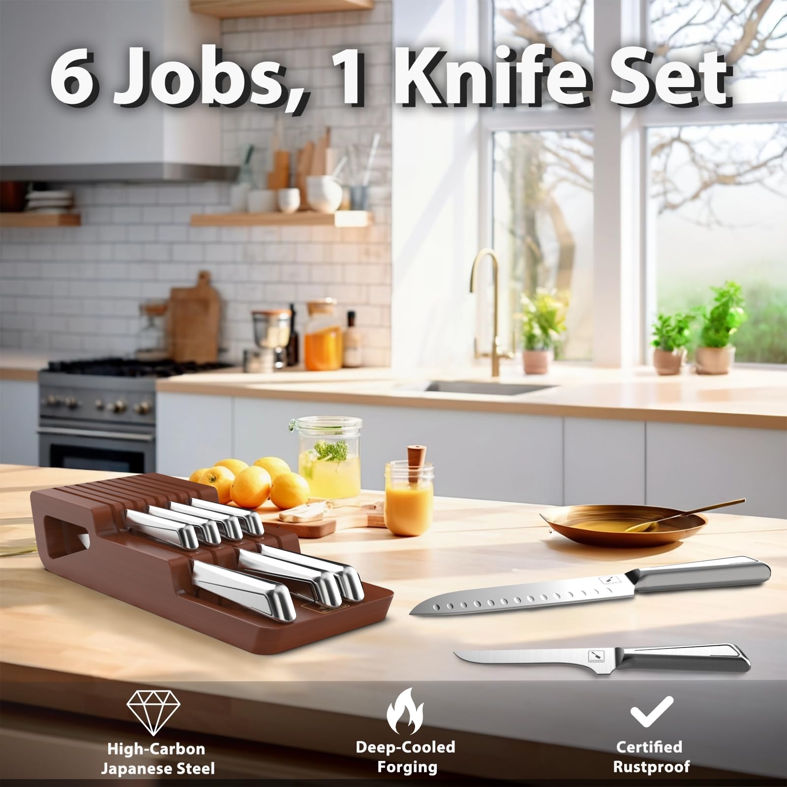Imarku cuchillo santoku 7 pulgadas, versátil para verduras y carnes.