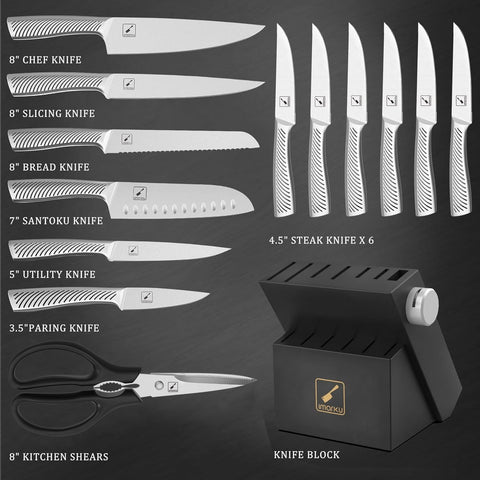 Imarku cuchillo santoku 7p ergonómico para cortes precisos.