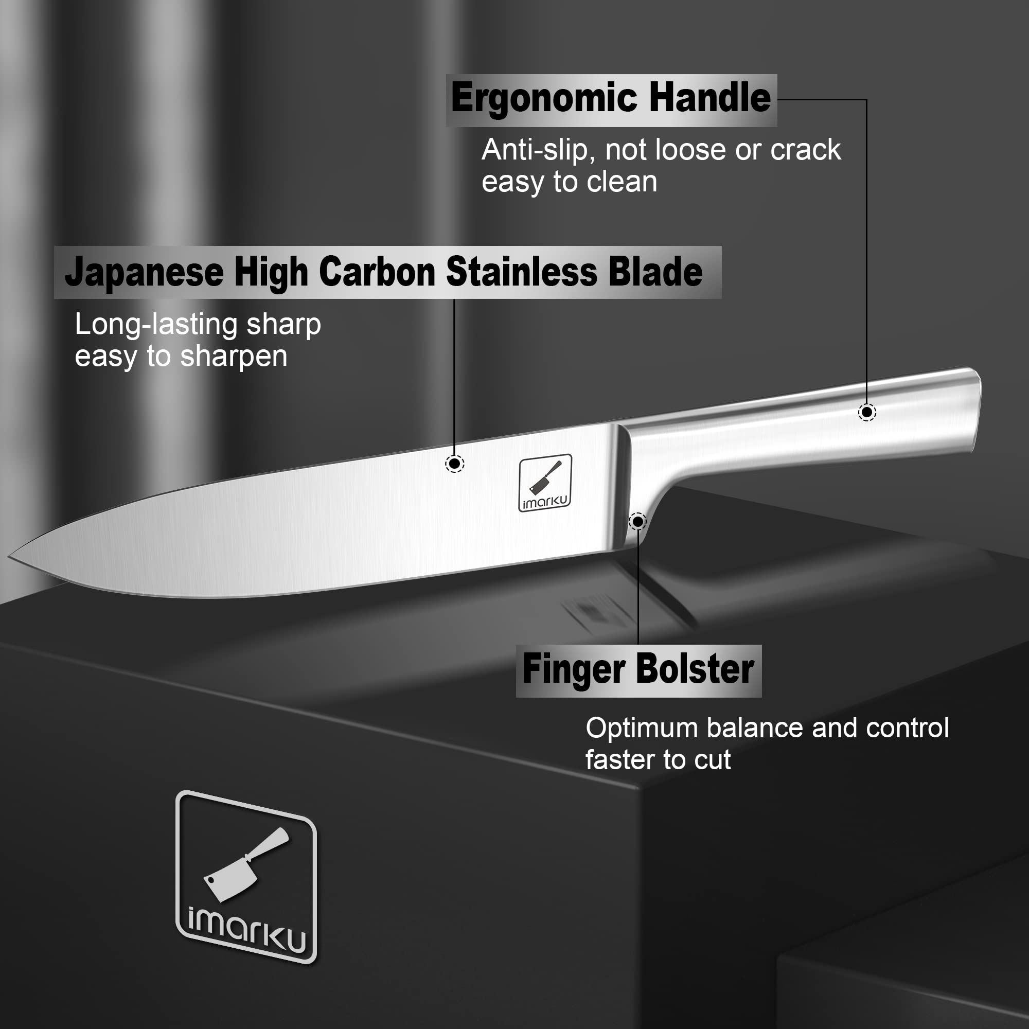 Cuchillo santoku Imarku para picar verduras y carnes de forma uniforme.
