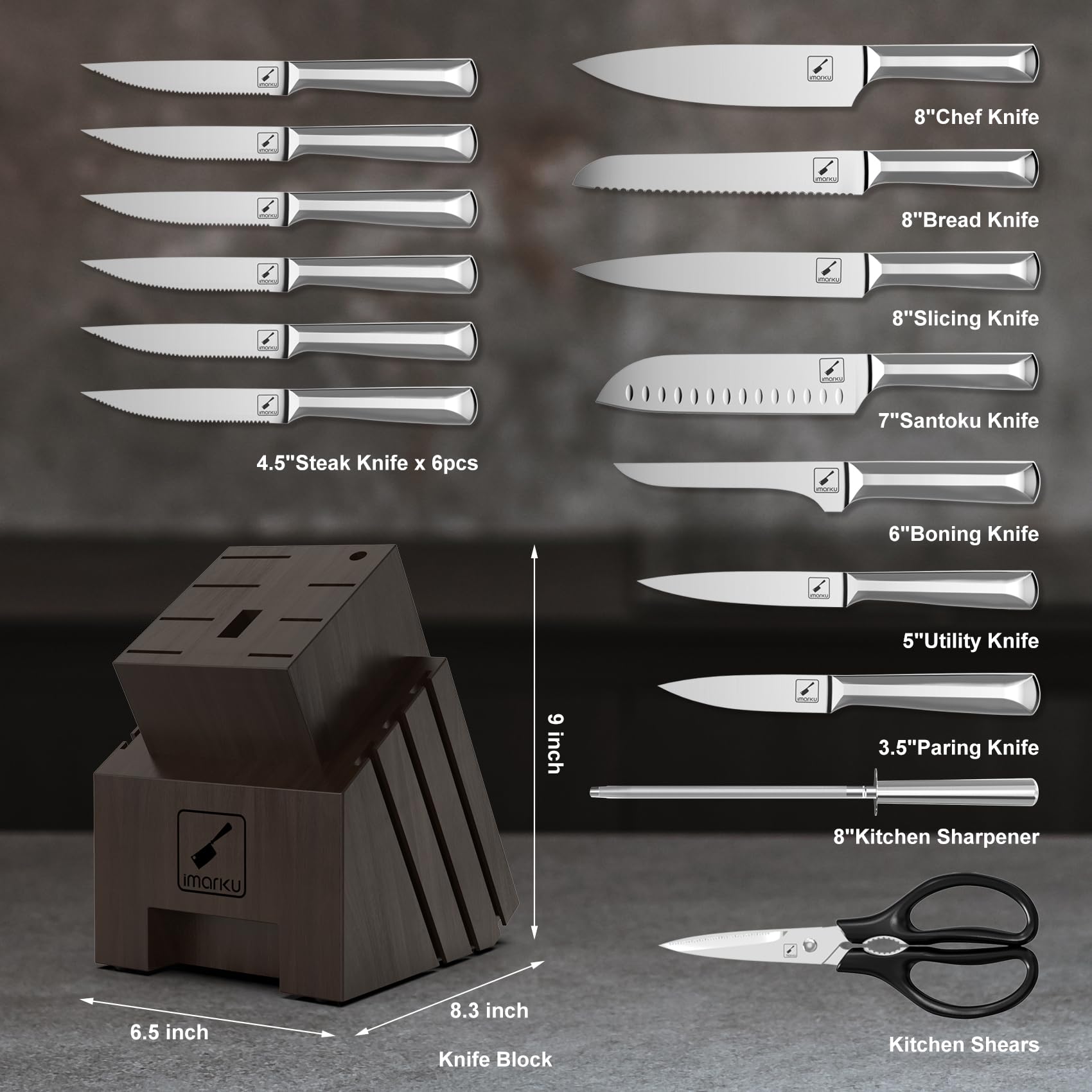 Cuchillo de pan Imarku para rebanar pan crujiente sin deshilacharse.