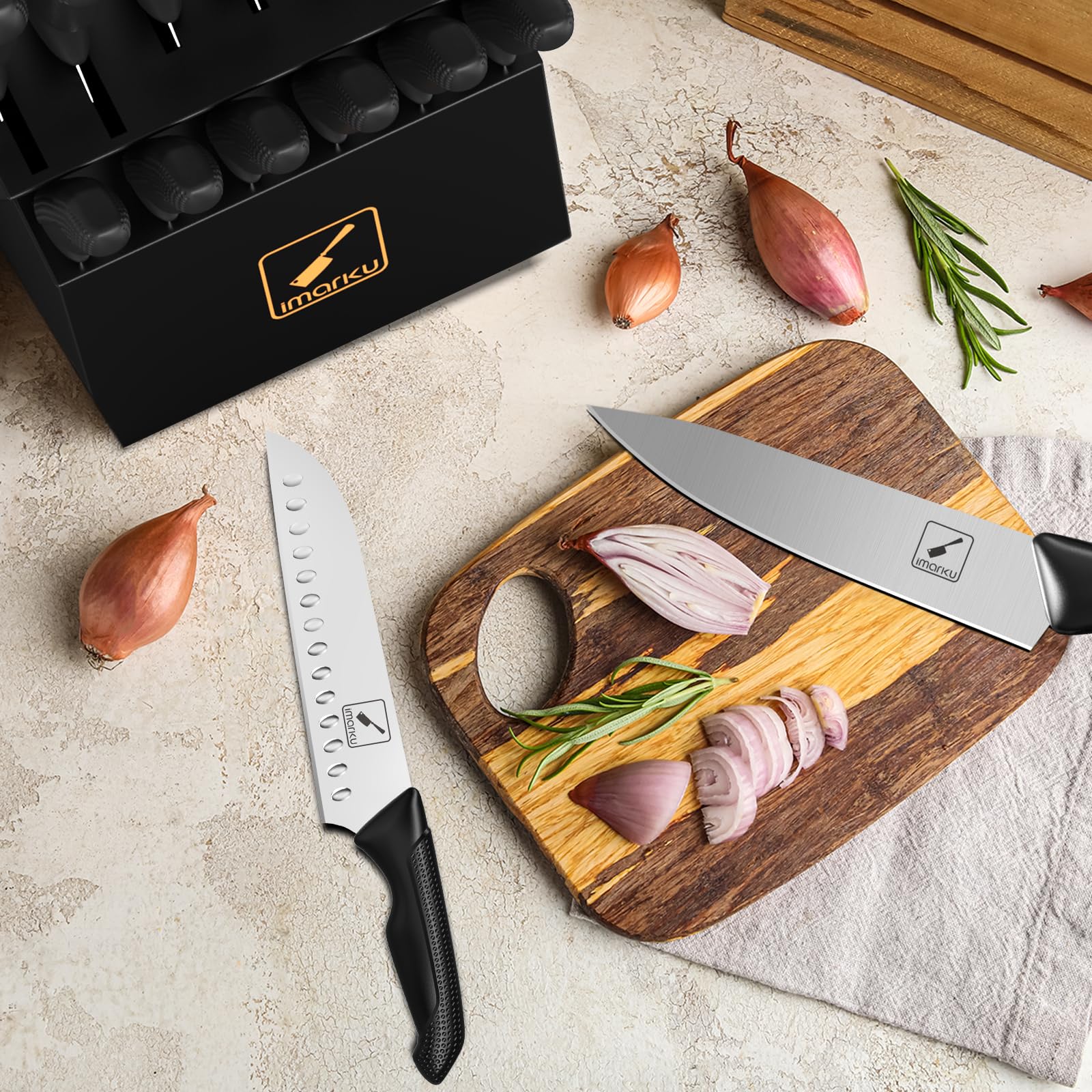 Conjunto de cuchillos bistec imarku de 4,5 pulgadas para servir carnes.