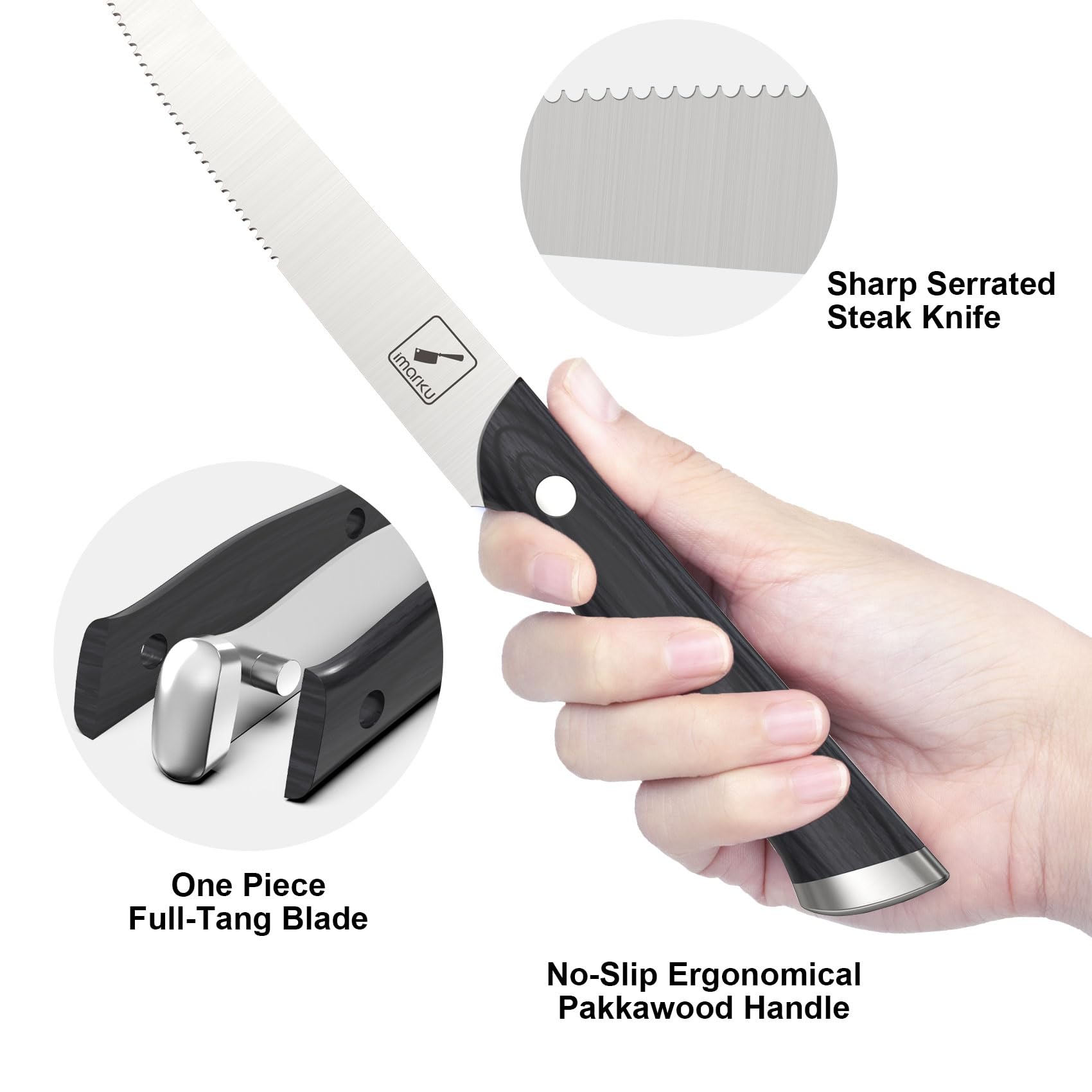 Mango ergonómico de pakkawood para uso prolongado en la mesa