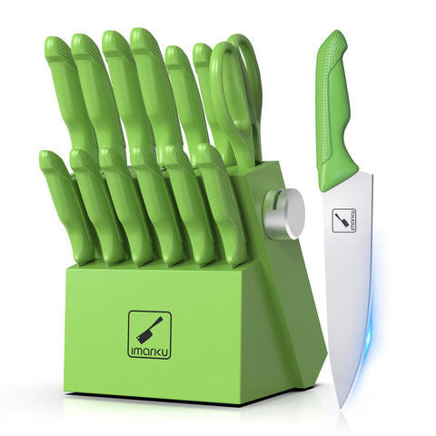Cuchillos imarku en bloque con afilador integrado para afilar rápido en la cocina