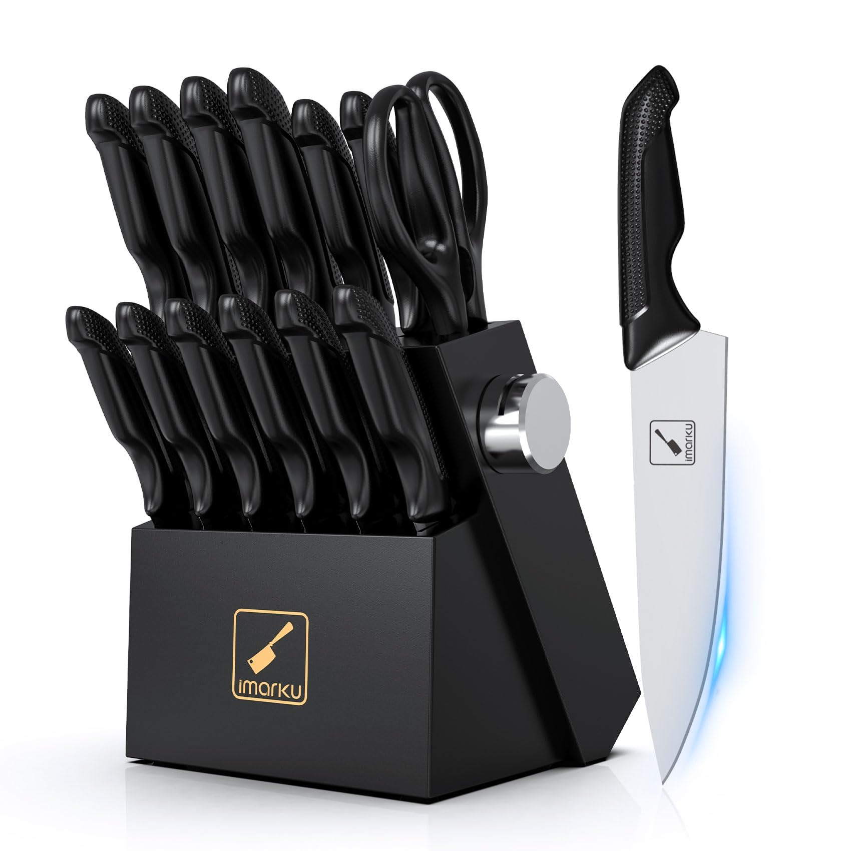Imarku: juego de cuchillos con bloque de madera para almacenamiento ordenado en la cocina