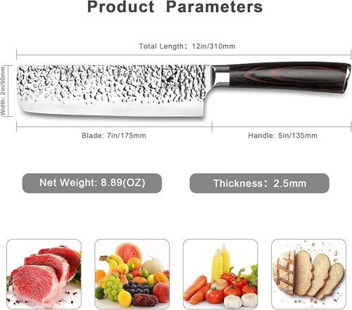 mango ergonómico de pakkawood en cuchillo nakiri para mayor comodidad