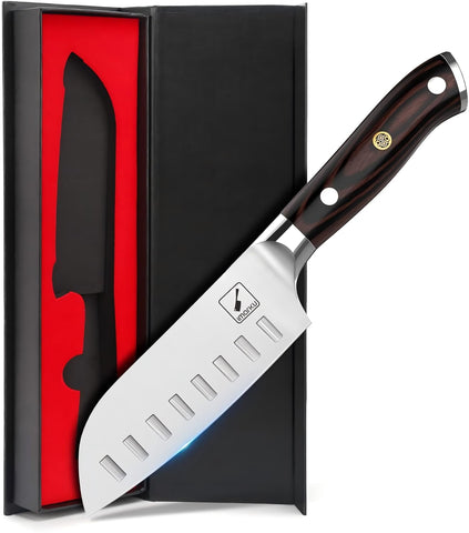 Imarku Santoku 5 pulgadas con filo ultra afilado para cortes rápidos y precisos.
