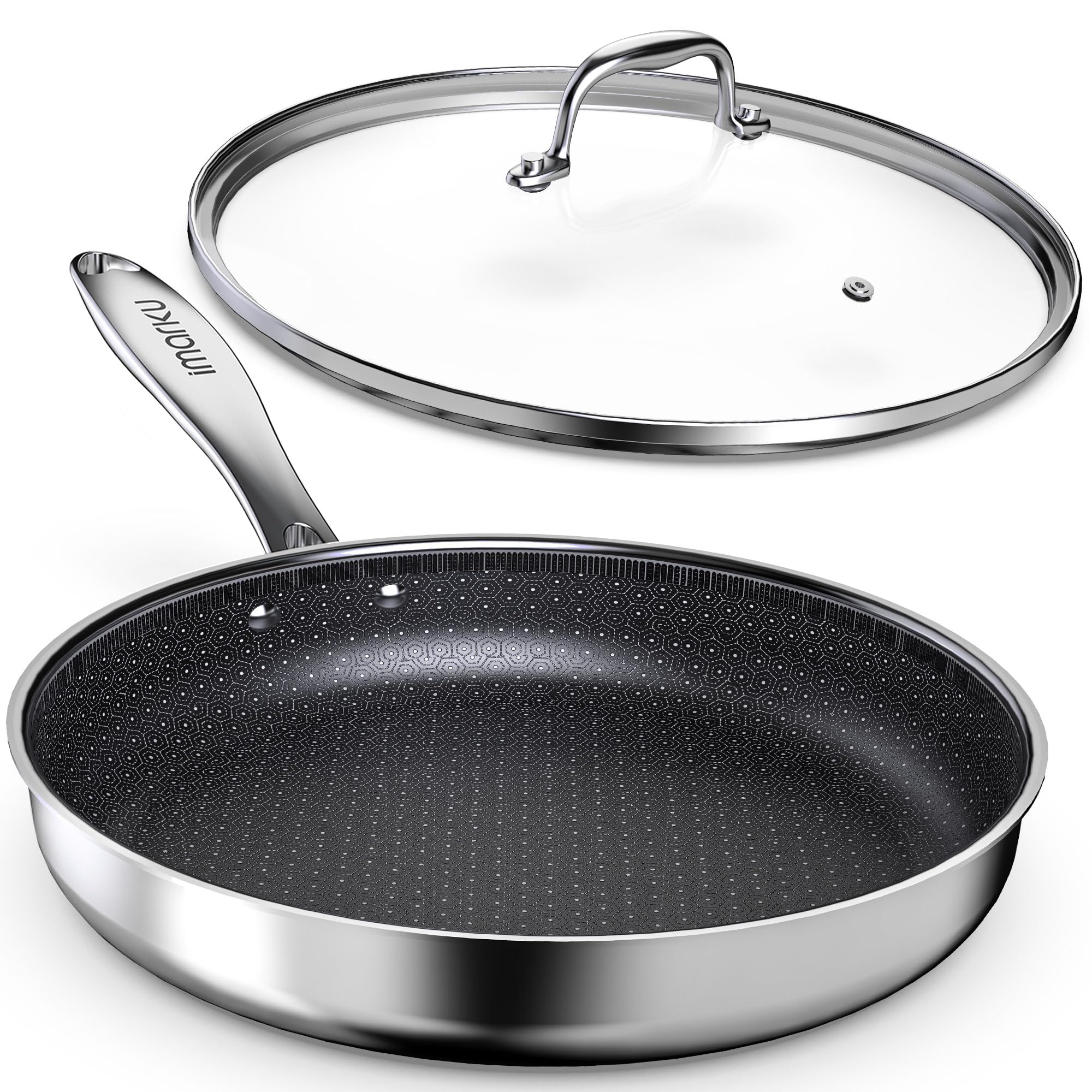Imarku sartén antiadherente 12 pulgadas para cocinar sin pegar y fácil limpieza.