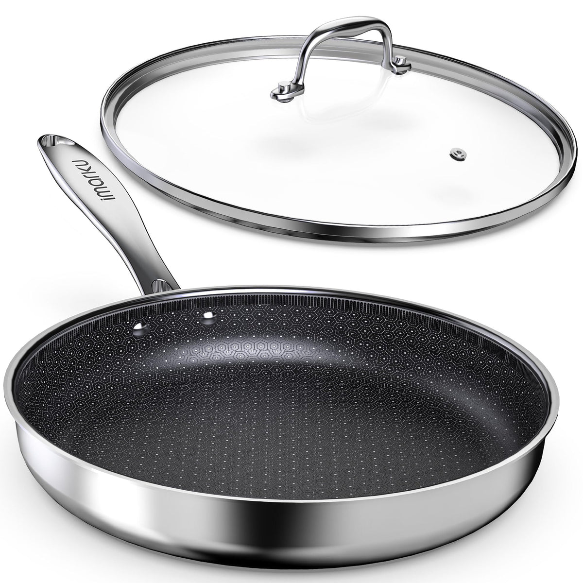 Imarku sartén antiadherente 12 pulgadas para cocinar sin pegar y fácil limpieza.