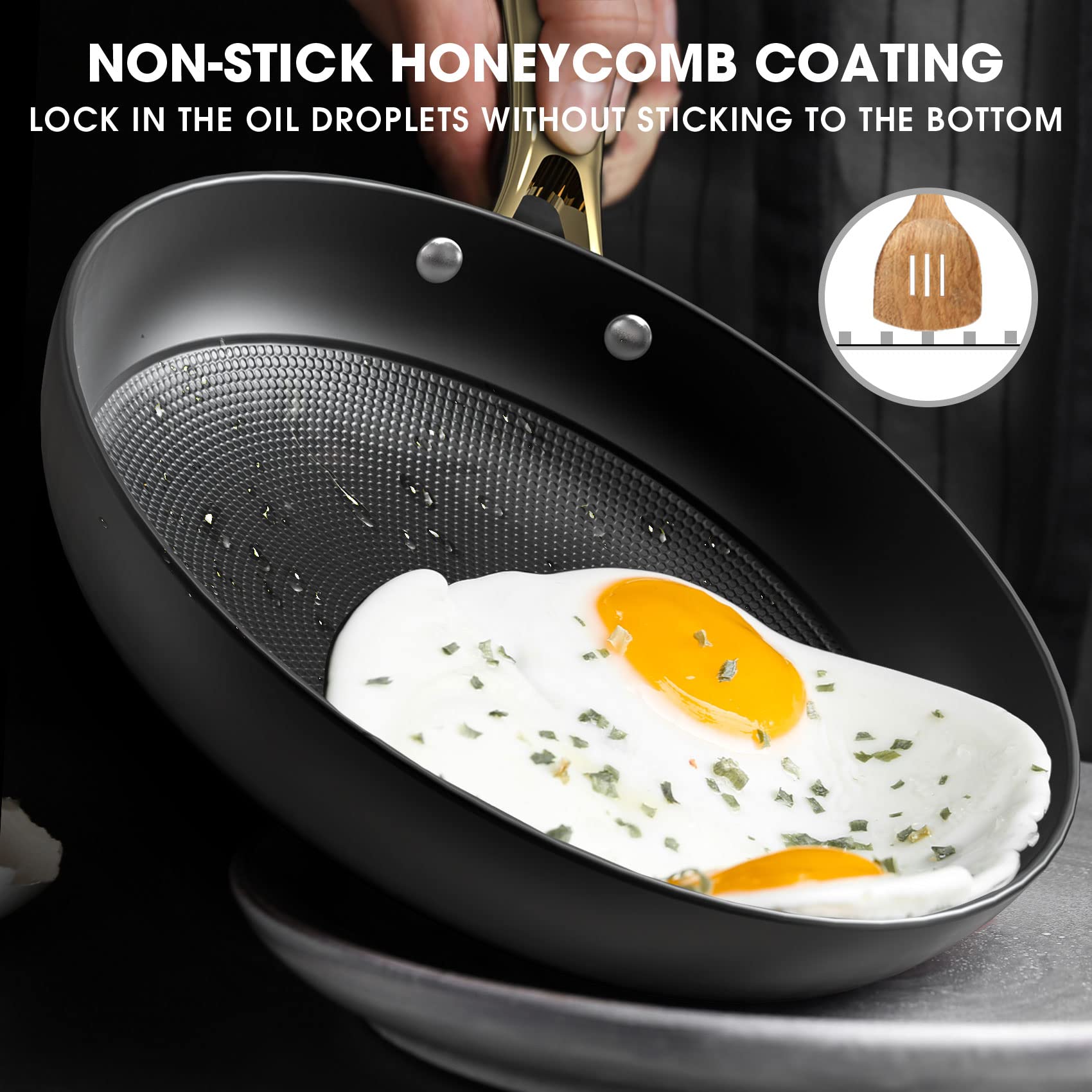 Manija ergonómica imarku, mango dorado para agarre cómodo.