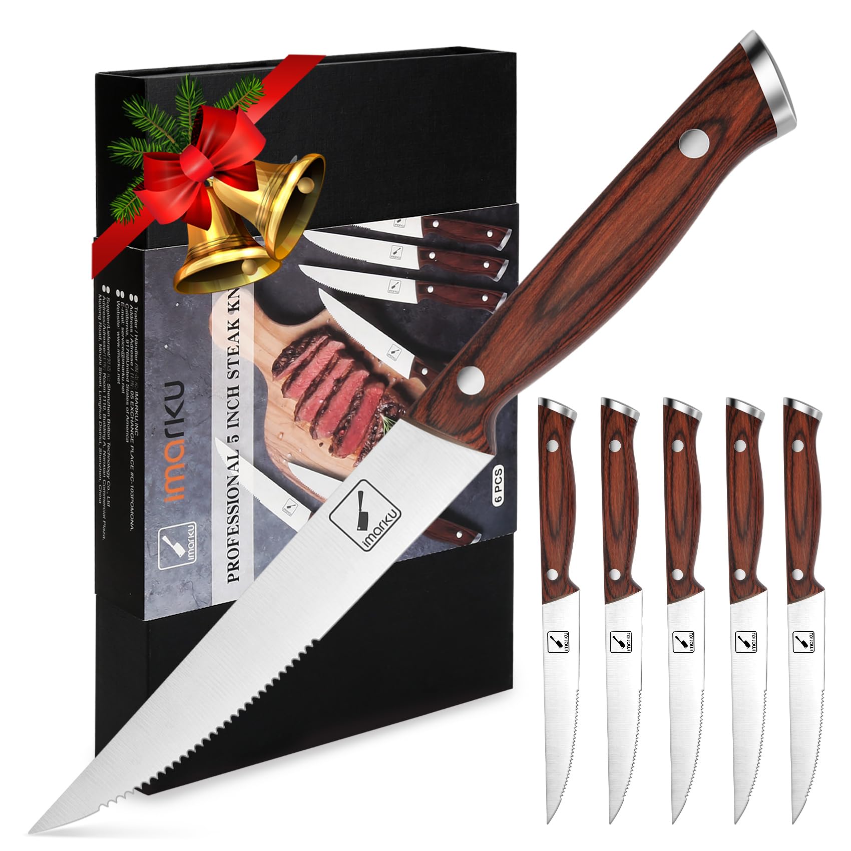 Cena especial con cuchillos Imarku, ideales para servir carne y frutas.