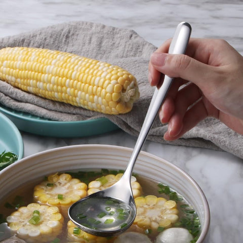 IMEEA Cucharón de sopa de acero inoxidable 304 para caldos suaves.