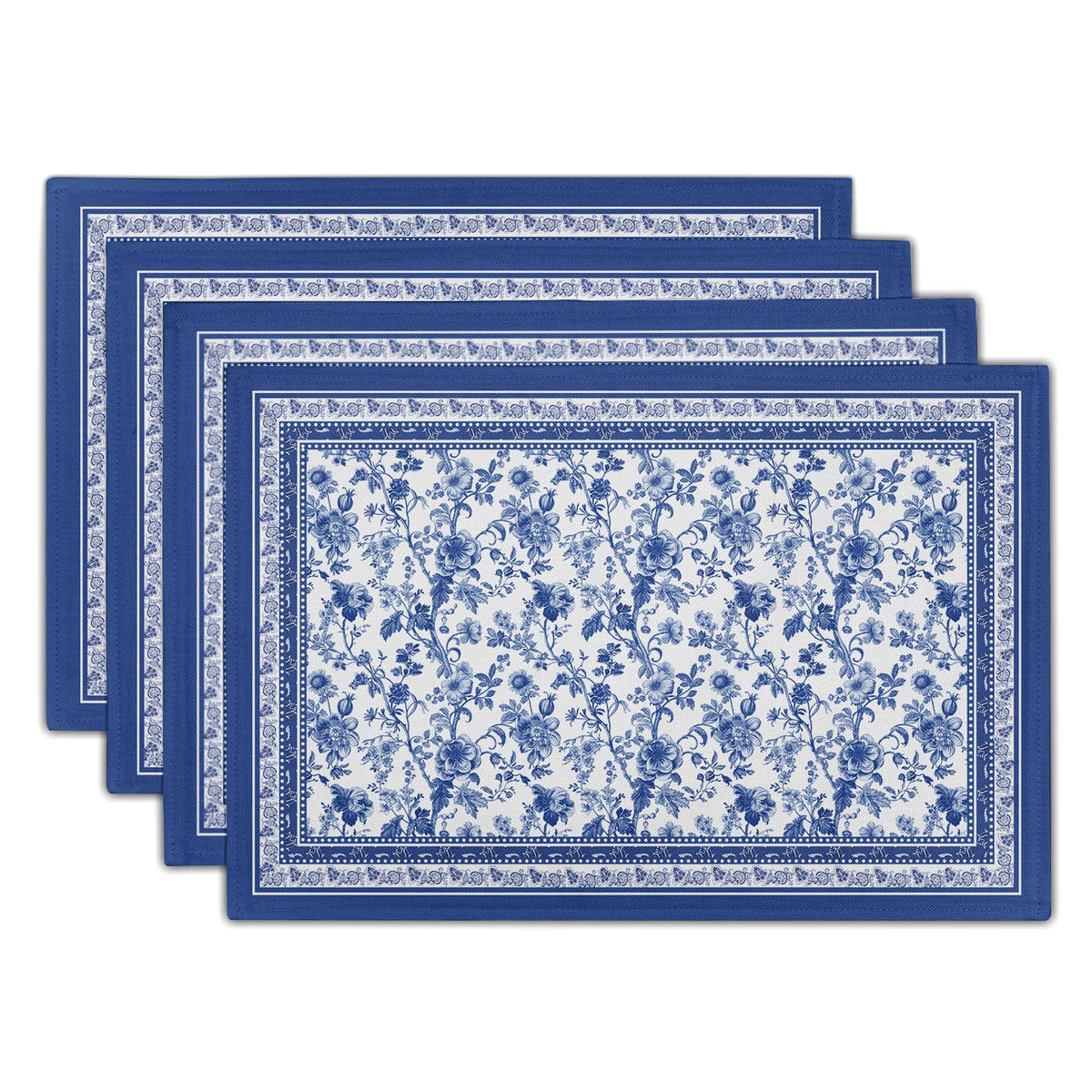 Manteles Imiss con ramas azules, ideales para cenas elegantes en casa.