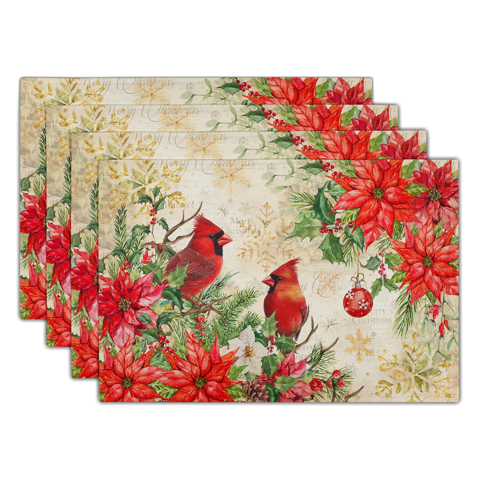 Imiss salvamanteles invernales con pajaros rojos para comedor elegante.