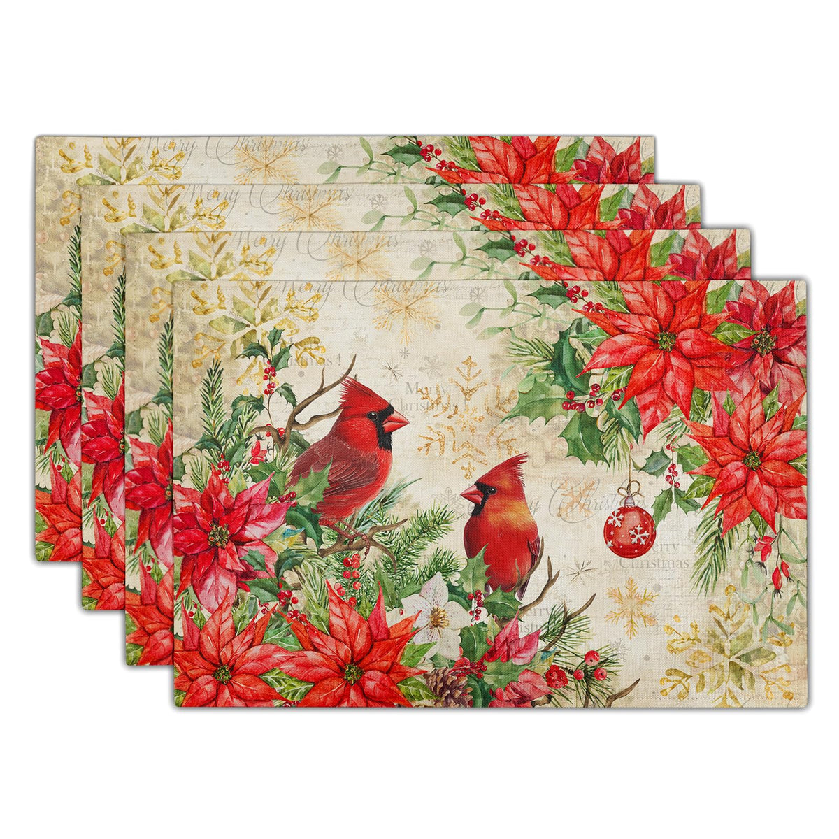 Imiss salvamanteles invernales con pajaros rojos para comedor elegante.