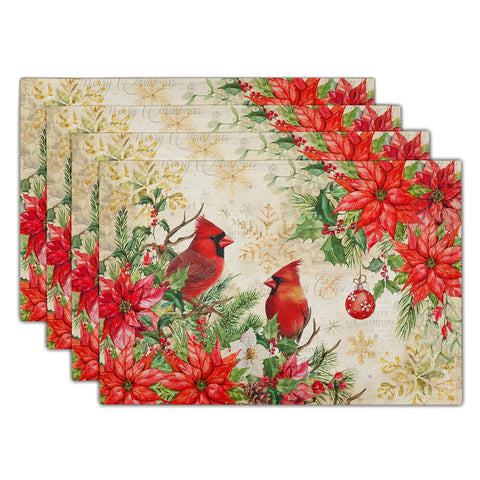 Imiss salvamanteles invernales con pajaros rojos para comedor elegante.