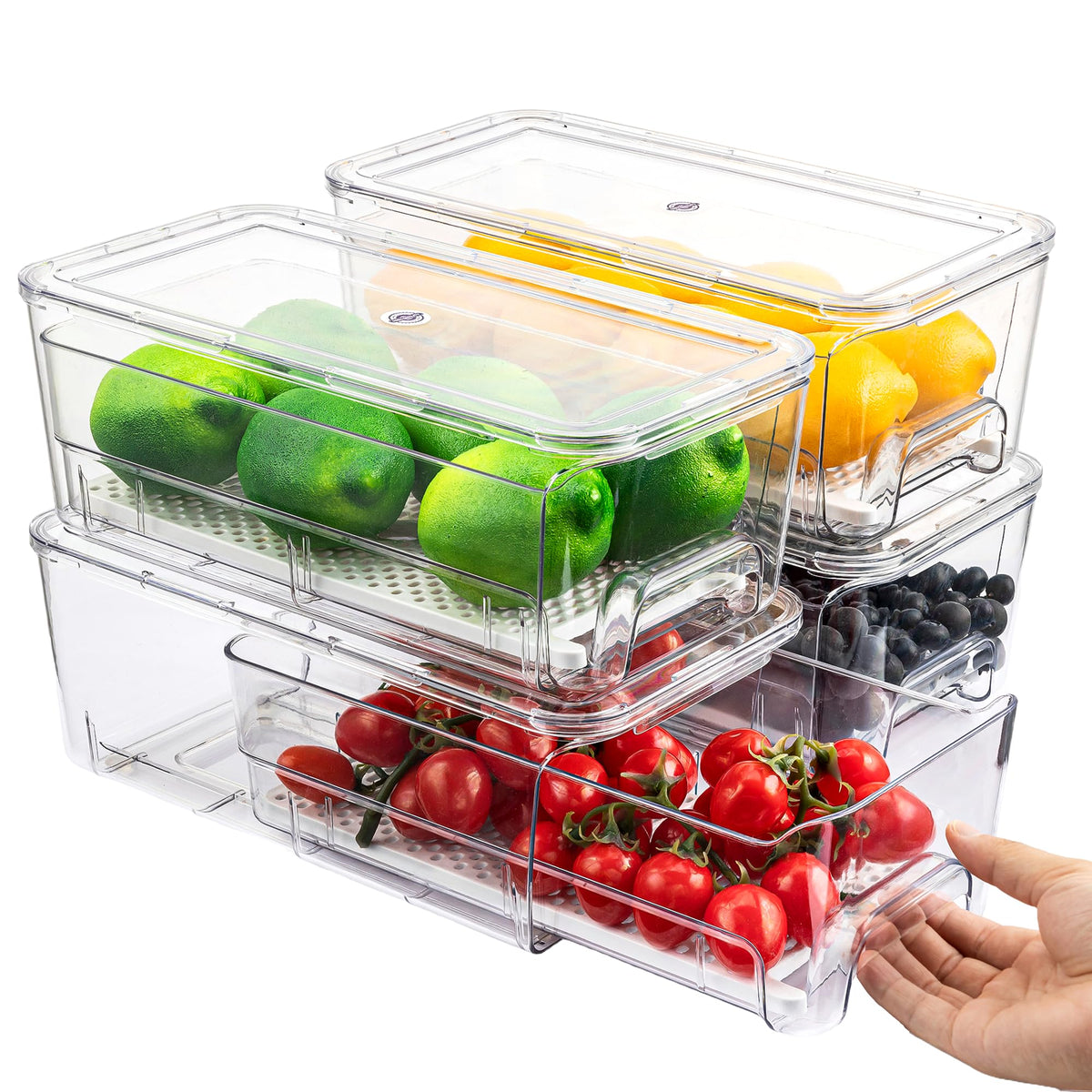 Imncya cuatros-pack de organizadores para frigorífico con cajones transparentes y ordenados