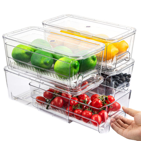 Imncya cuatros-pack de organizadores para frigorífico con cajones transparentes y ordenados