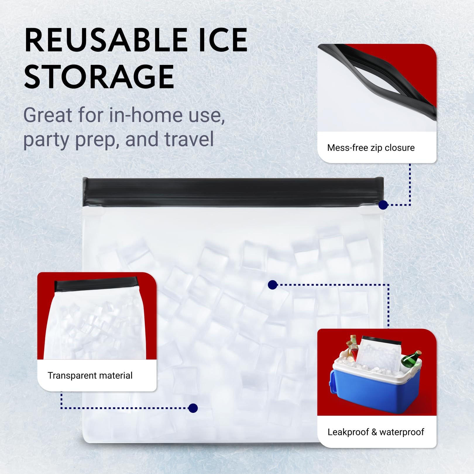Bolsas transparentes IMPRESA para ver rápidamente el contenido del hielo
