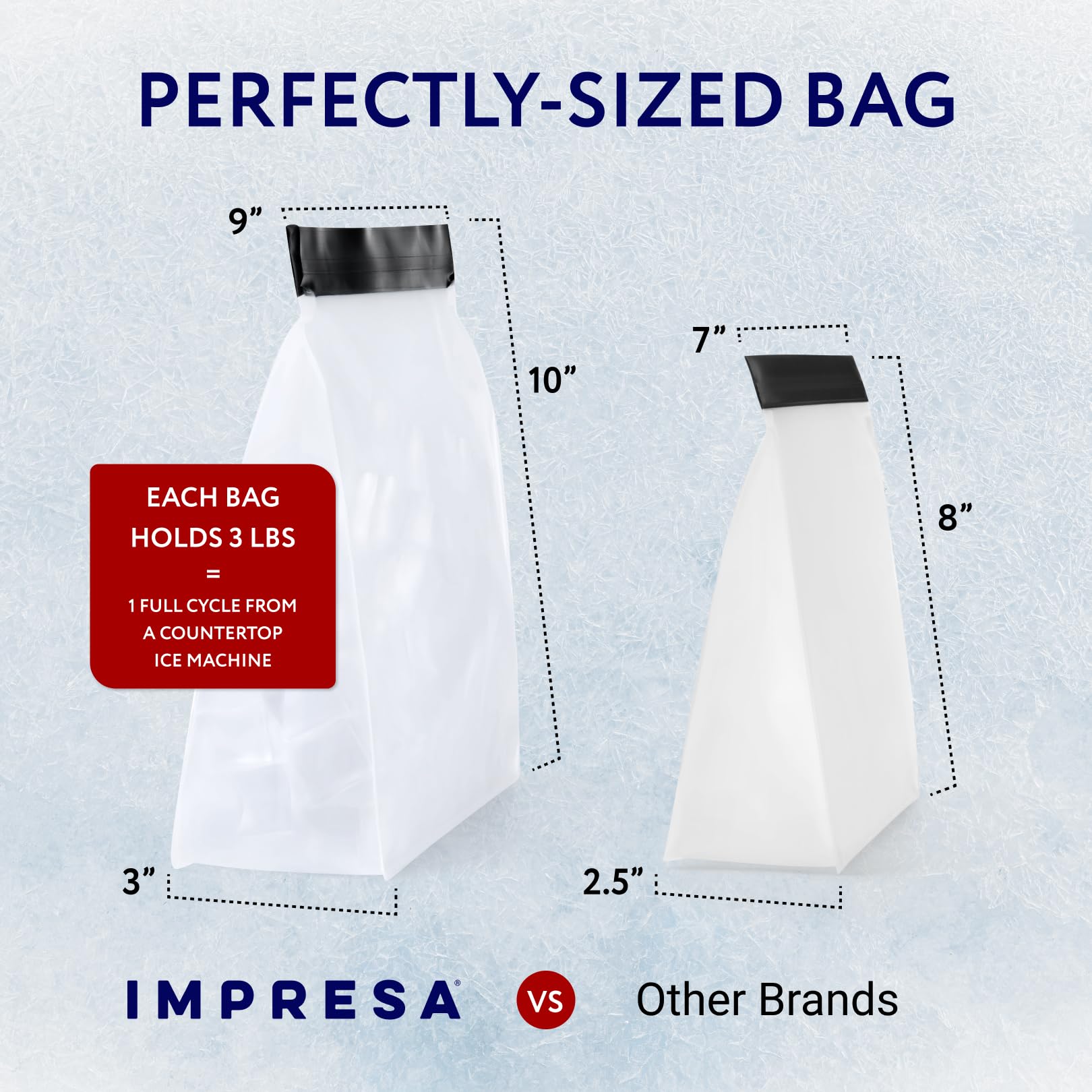 Bolsas de hielo IMPRESA de PEVA duraderas para congelador y reutilizables