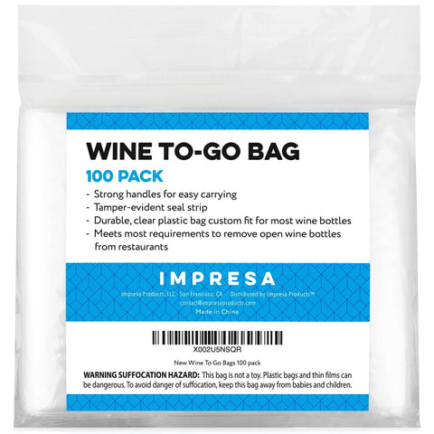 Paquete de 100 bolsas IMPRESA para vinos, ideal para operaciones mayoristas.