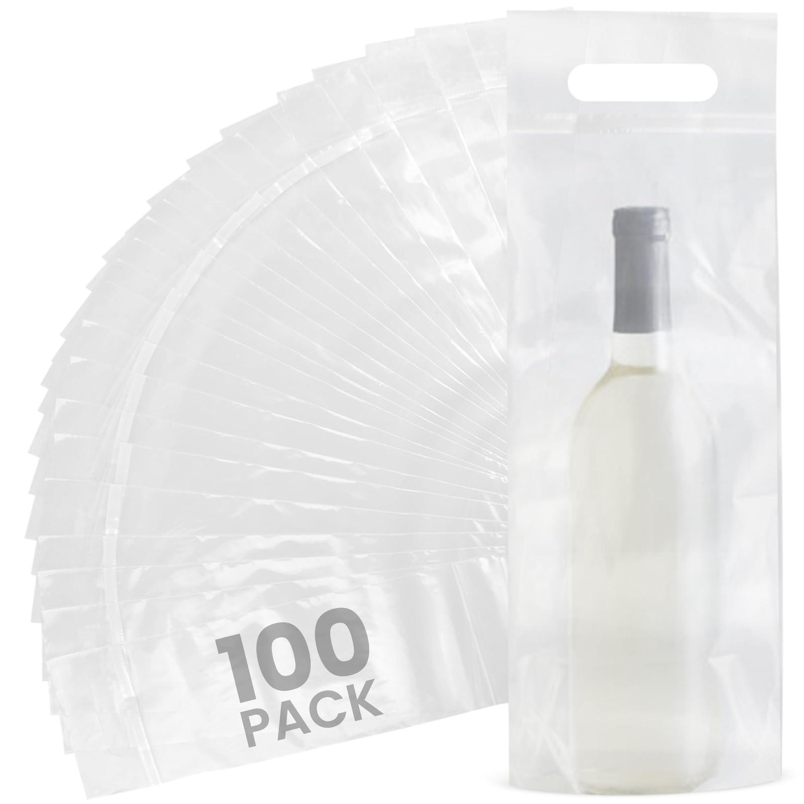 Bolsas IMPRESA transparentes con asa para transportar vino de forma segura.
