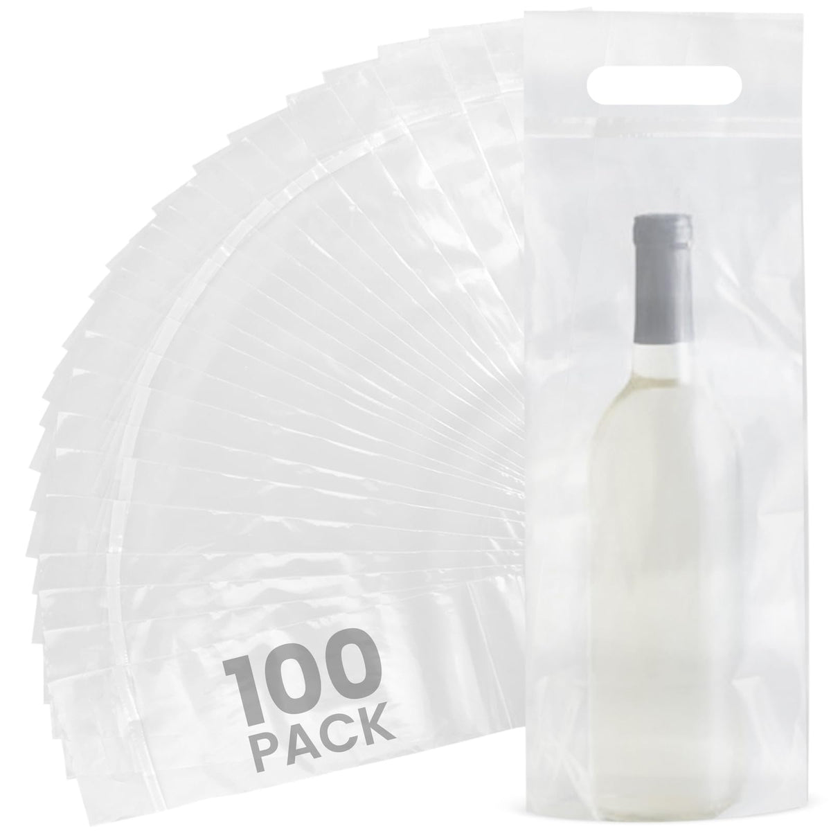 Bolsas IMPRESA transparentes con asa para transportar vino de forma segura.
