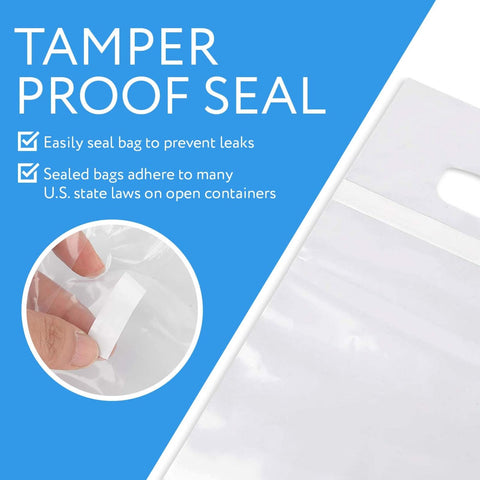Bolsas IMPRESA transparentes con asa para viajar con vino sin derrames.