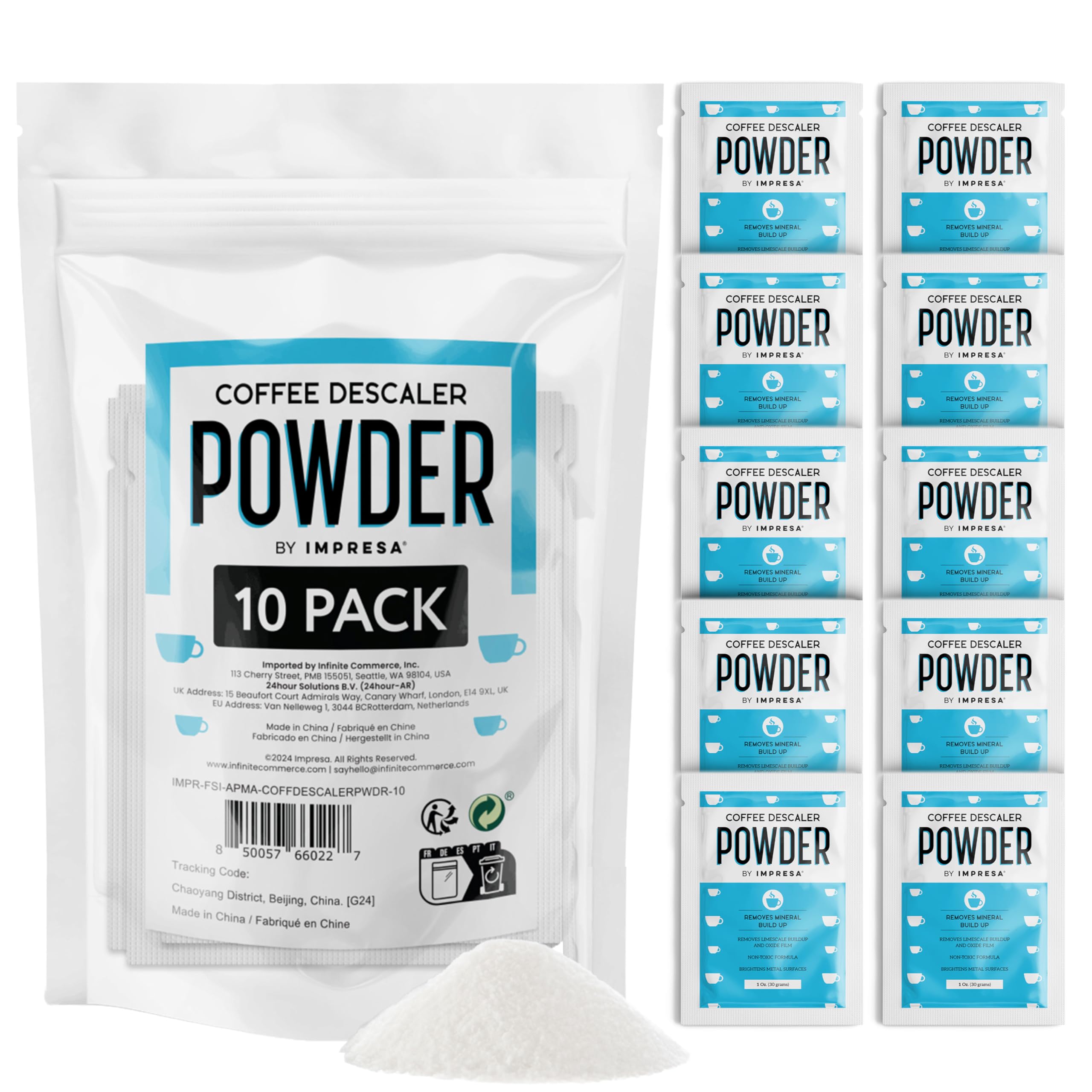 IMPRESA Desincrustante, porción 1 oz para limpieza rápida de cafetera