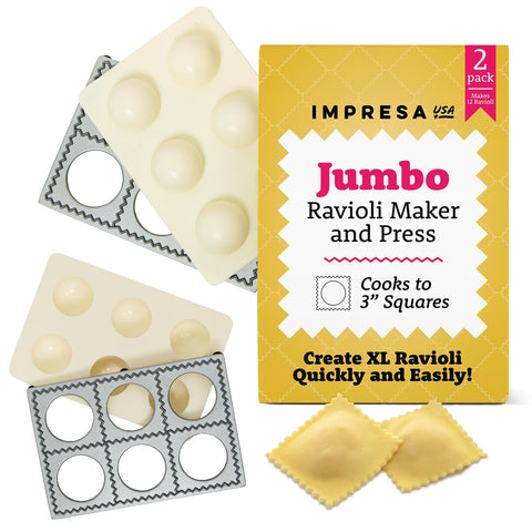 IMPRESA Jumbo Ravioli Maker para 12 raviolis, facilita porciones uniformes de masa