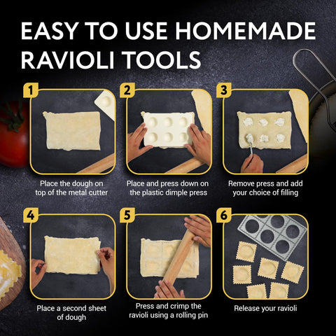 IMPRESA Jumbo Ravioli Maker prensas de bolsillos para hendiduras y rellenos consistentes