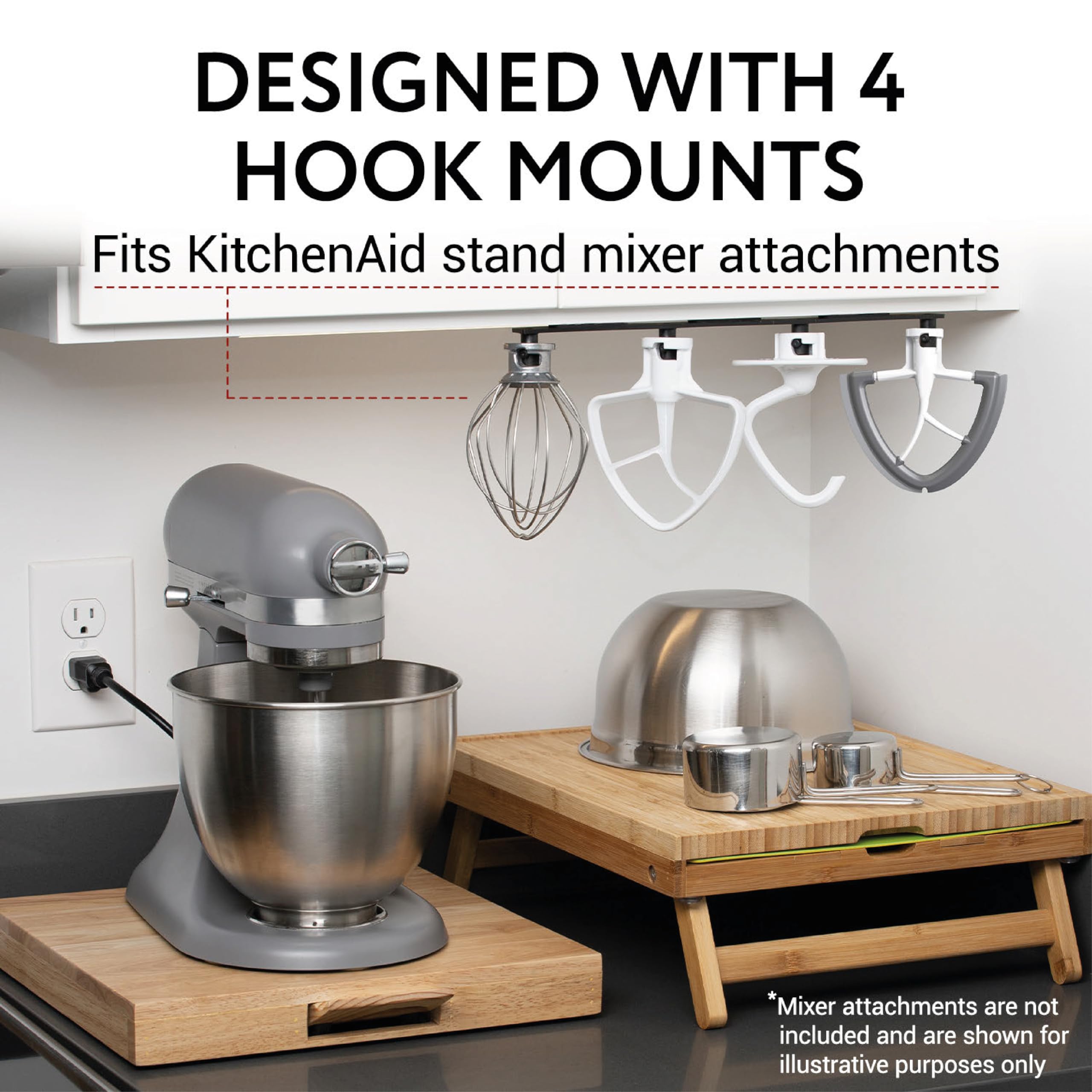 IMPRESA organizador para batidora KitchenAid, montaje horizontal para acceso rápido