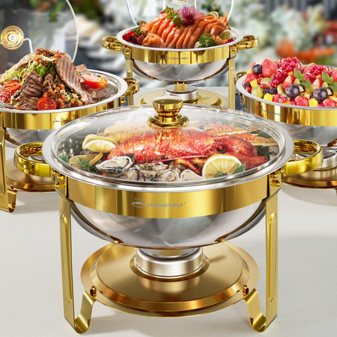 IMXSUMDA Chafer buffet 5QT dorado mantiene la comida caliente durante horas