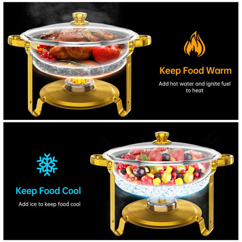IMXSUMDA Chafer con tapa de cristal ofrece visibilidad de los platillos
