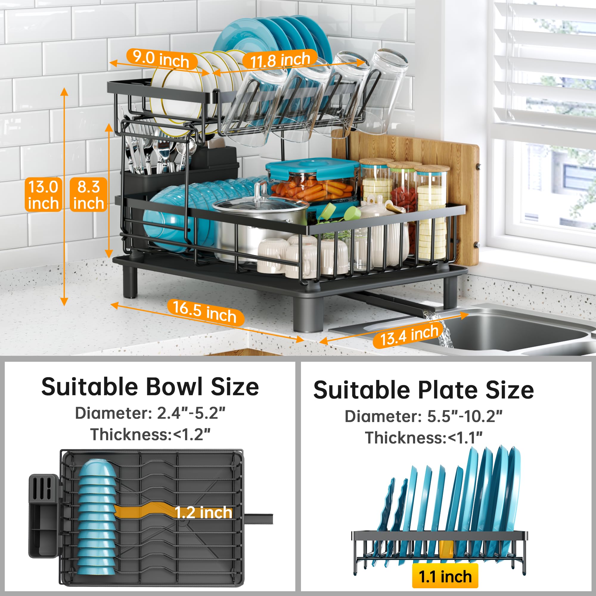 IMXSUMDA escurridor-platos compacto para encimera, ideal en apartamentos pequeños.