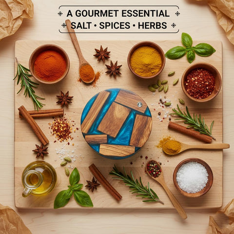 INARTISA Namakdani arte-cocina para sal y hierbas en la mesa.