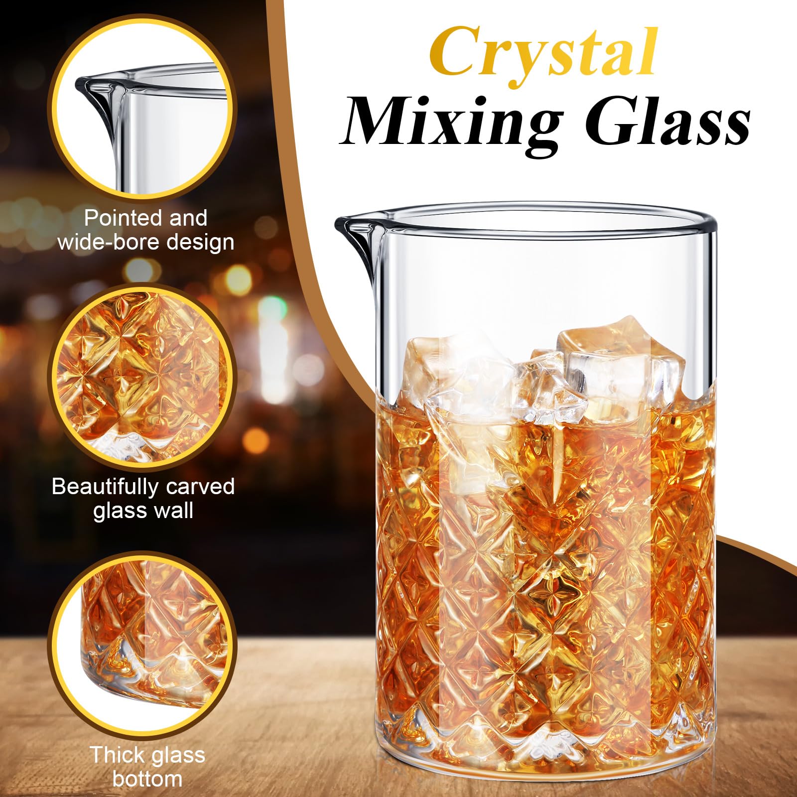 Inbagi vaso con base gruesa ofrece estabilidad al mezclar.