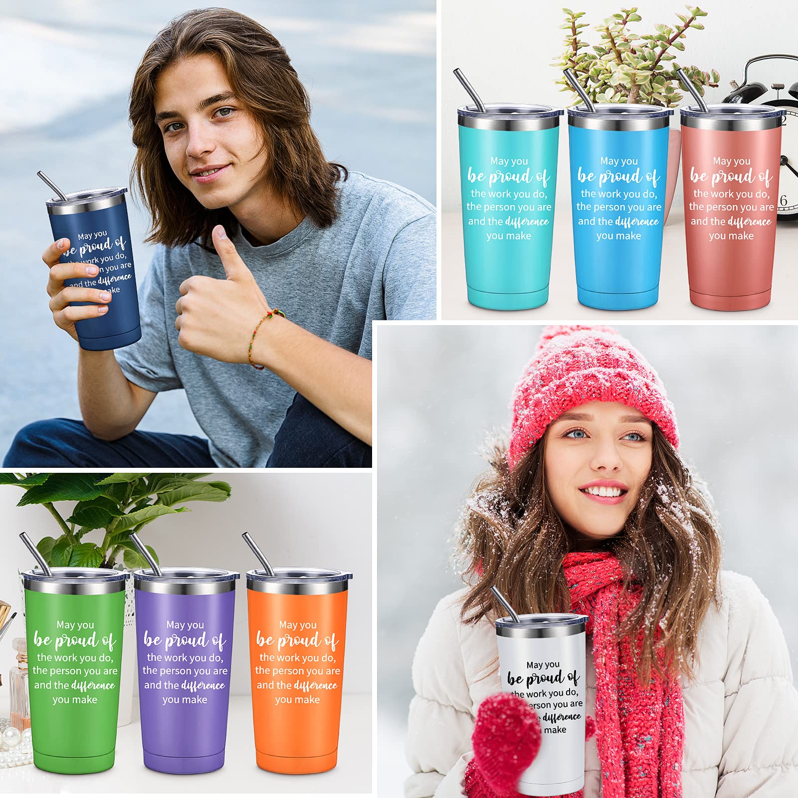 Inbagi set 12 vasos termicos colores vibrantes para uso diario.