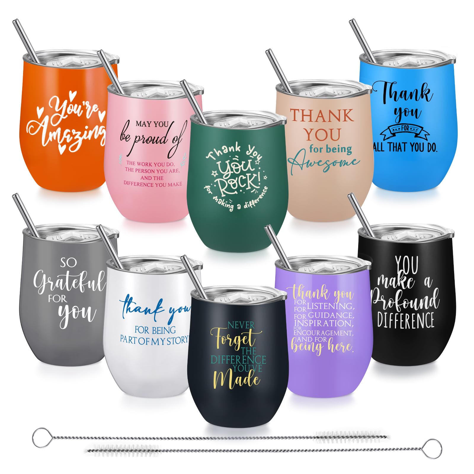 Inbagi vasos 12oz de acero con tapas transparentes, ideales para bebidas frías.