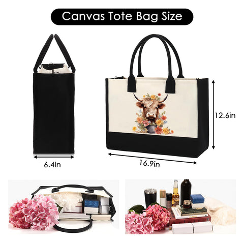 INCOK bolso tote Highland Cow con correa ajustable para comodidad