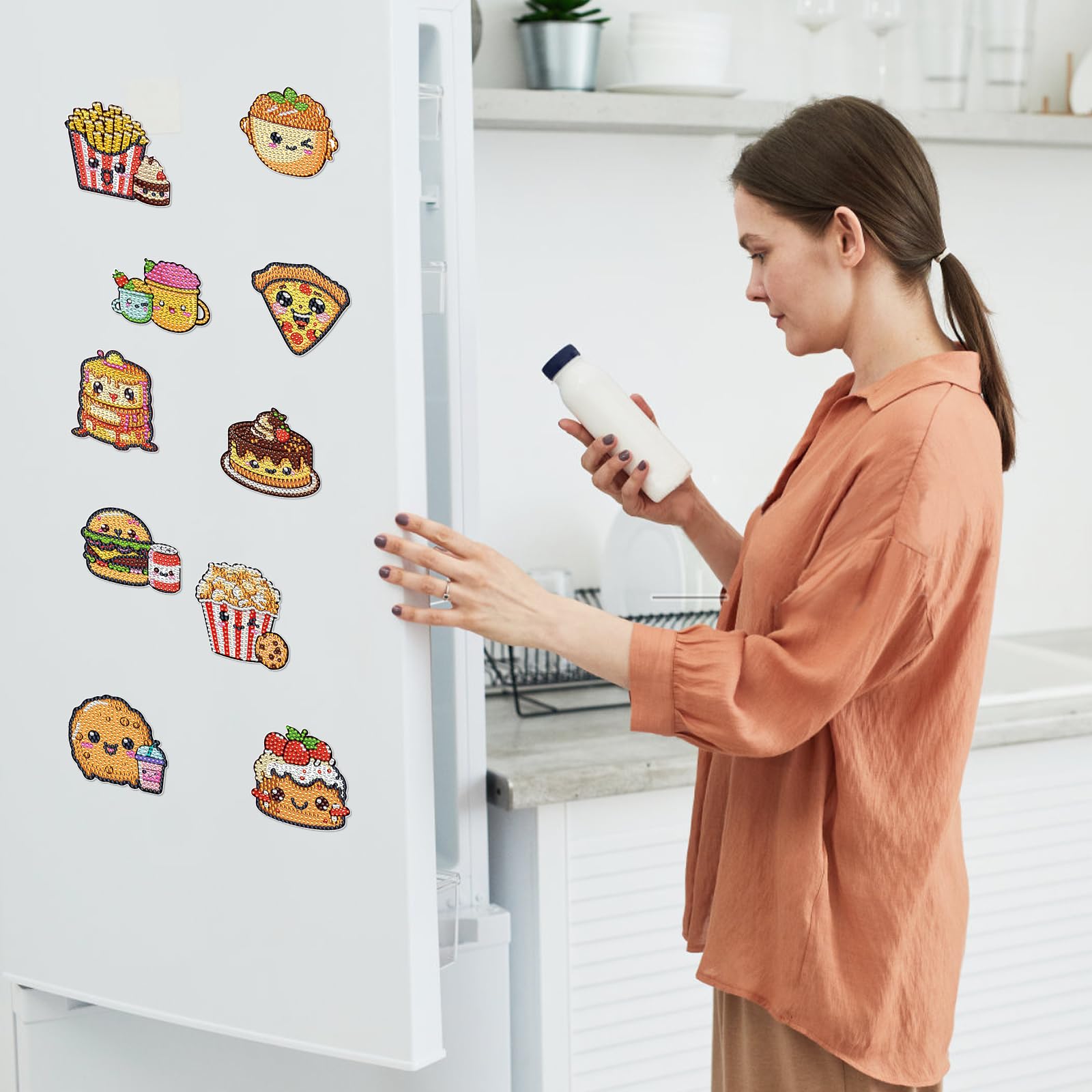 Imán INCOK de varios diseños de comida en diamante, ideal para superficies metálicas.