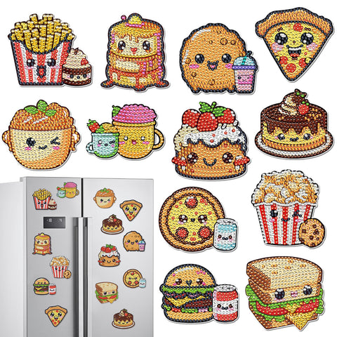 Imán INCOK de diamante con hamburguesa para nevera, colorido y divertido.