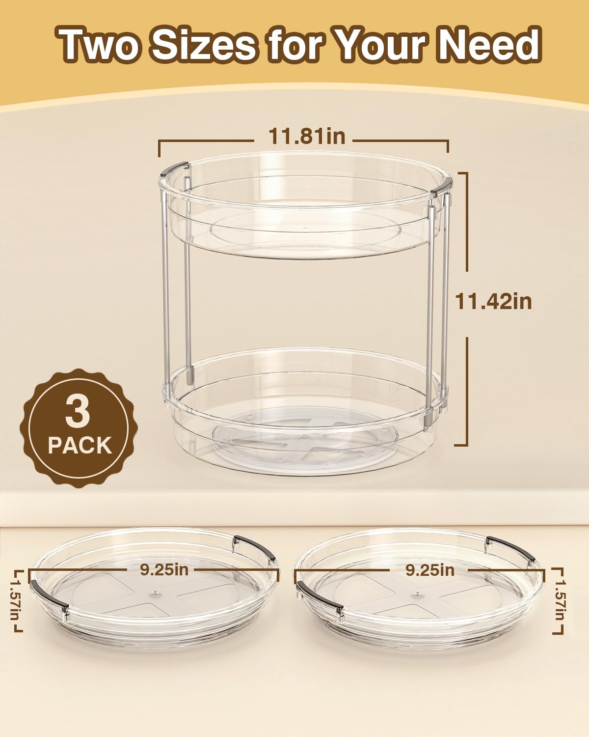Incostar organizador giratorio dos niveles 11-81 pulgadas para ordenar condimentos y snacks.