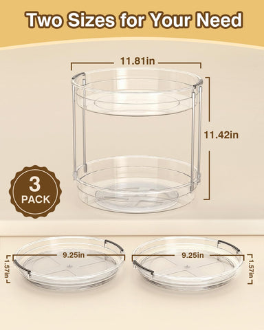 Incostar organizador giratorio dos niveles 11-81 pulgadas para ordenar condimentos y snacks.