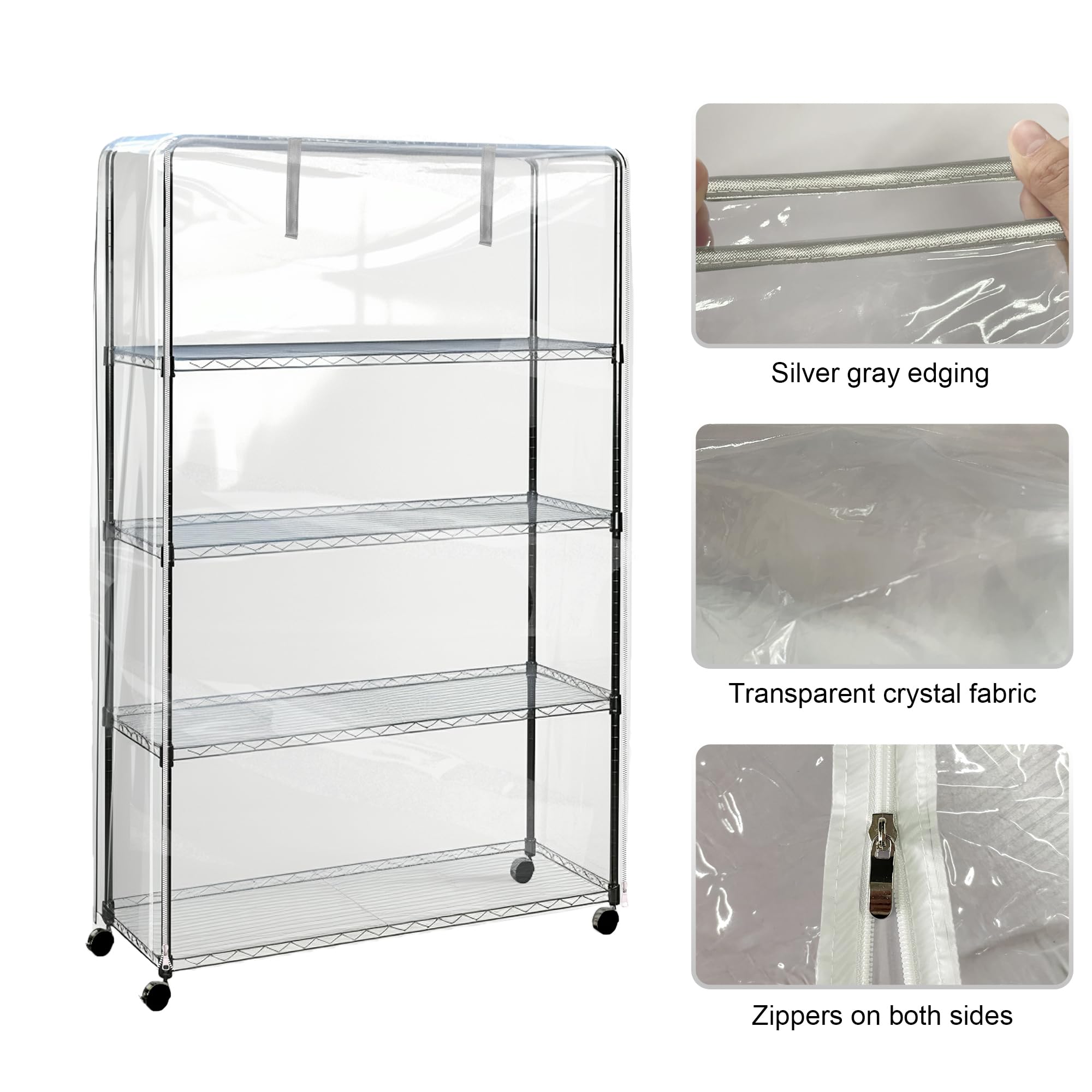 IndigoTempest9 cubre-estante PVC transparente con cremallera, permite ver productos exhibidos