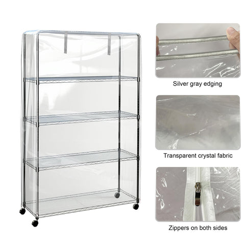 IndigoTempest9 cubre-estante PVC transparente con cremallera, permite ver productos exhibidos