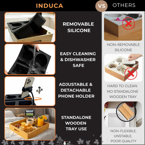 INDUCA organizador para sofá base de silicona antideslizante mantiene todo estable.